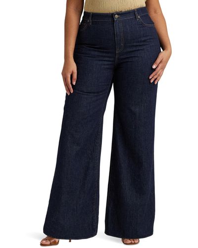 Lauren by Ralph Lauren Plus-size Mid-rise Wide-leg Jeans - Blue