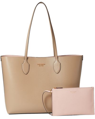 Kate Spade On Purpose Saffiano Leather Zip Top Tote in Natural