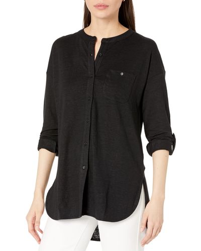 Lyssé Lynwell Linen Jersey Shirt - Black