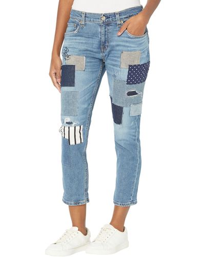 Lauren by Ralph Lauren Petite Patchwork Relaxed Tapered Ankle Jeans In Tinted Sapphire Wash - Blue
