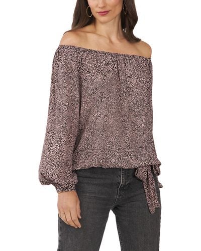 Vince Camuto Long Sleeve Off-the-shoulder Blouse - Purple