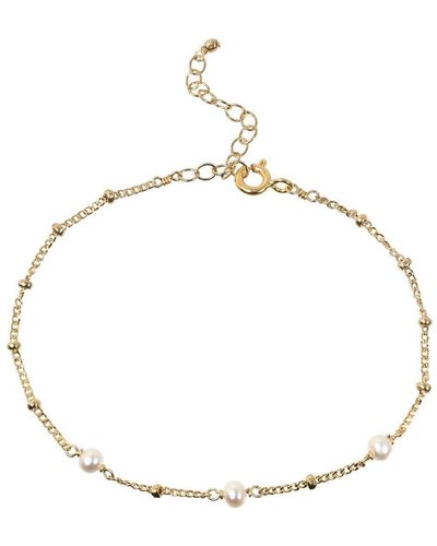 Dogeared Three Wishes Pearl On Beaded Chain Bracelet 6 W/ 2 Extender - Metallic