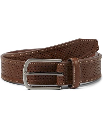Johnston & Murphy Perfed Leather Belt - Brown