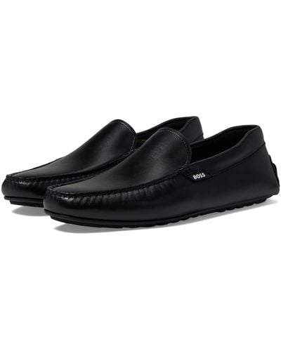 BOSS Noel Smooth Leather Moccasins - Black
