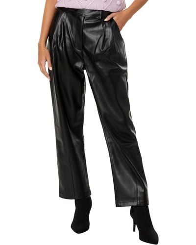 English Factory Faux Leather Pleated Trouser Pants - Black