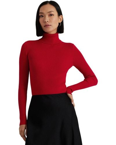 Lauren by Ralph Lauren Ribbed Turtleneck Sweater - Red