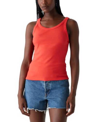 Michael Stars Cassie Thin Binded Tank - Red