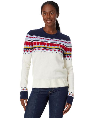 L.L. Bean Signature Camp Merino Wool Pullover Novelty Sweater - White