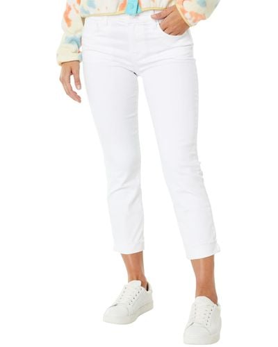 Kut From The Kloth Amy Crop Straight Leg-roll-up Fray In Optic White