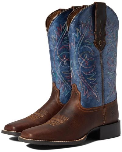 Ariat Round Up Wide Square Toe Stretchfit Western Boot - Brown