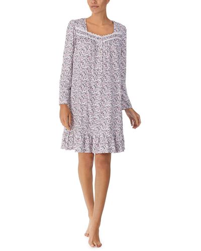 Eileen West 38 Short Long Sleeve Nightgown - Purple