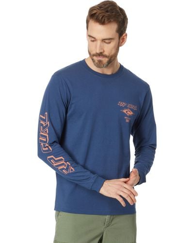 Rip Curl Fade Out Icon Long Sleeve Tee - Blue