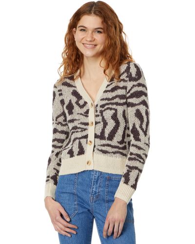 Madewell V-neck Cardigan In Abstract Animal - White