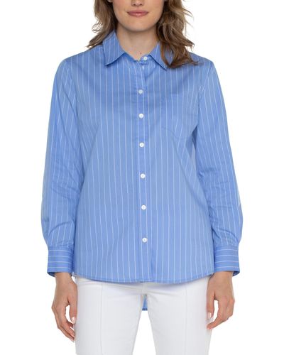Liverpool Los Angeles Classic Fit Button Front Poplin Shirt - Blue