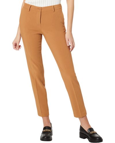 DKNY Essex Straight Leg Pants With Button Detail - White