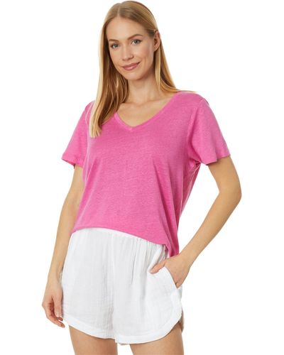 Vineyard Vines Linen V-neck Tee - Pink