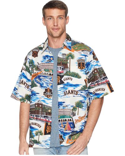 Reyn Spooner Blue/White MLB NY Yankees Classic Fit Hawaiian Shirt