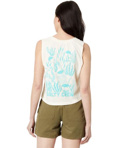 Salty Crew Kelp Forest Cropped Muscle Tank - White