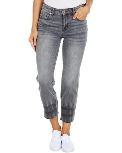 Liverpool Jeans Company Crop Straight Jeans With Raw Hem In Shale Stone - Gray