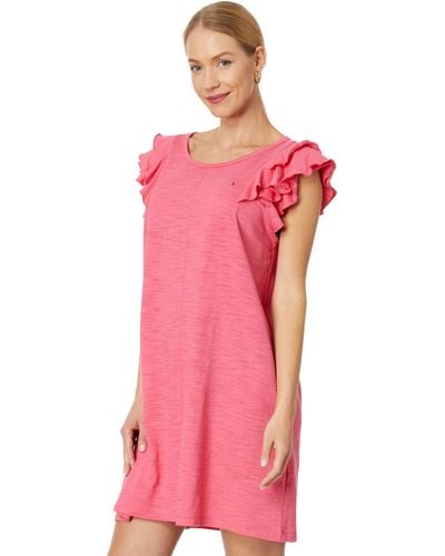 Tommy Hilfiger Flutter Sleeve Dress - Pink