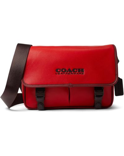COACH League Messenger Bag In Color-block Leather - Red