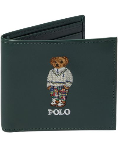 Polo Ralph Lauren Polo Bear Leather Billfold Wallet - Green