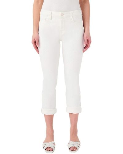 Jen7 Straight Crop Roll Jeans - White