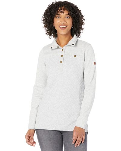 L.L. Bean Quilted Sweatshirt Mock Neck Tunic - White