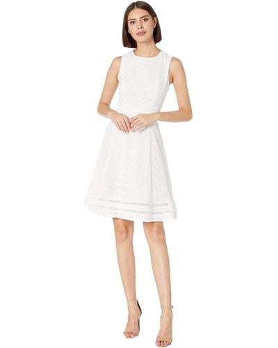 Calvin Klein Cotton Eyelet A-line Dress - White
