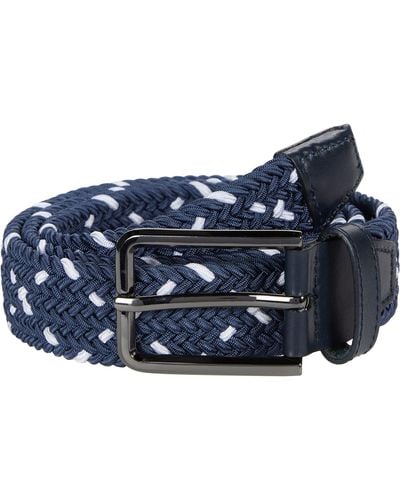 Johnston & Murphy Leather Woven Belt - Blue