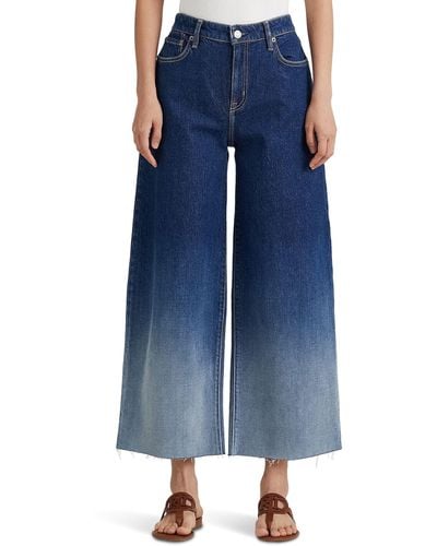 Lauren by Ralph Lauren Petite Ombre High-rise Wide-leg Cropped Jeans In Ombre Canyon Wash - Blue