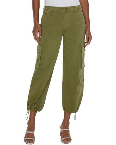 Liverpool Los Angeles Cargo Mid Rise Pant With Cinch Hem - Green