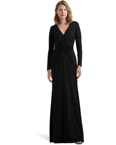 Lauren by Ralph Lauren Twist-front Stretch Jersey Gown - Black