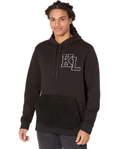 Karl Lagerfeld Hoodie With Logo Patches - Black