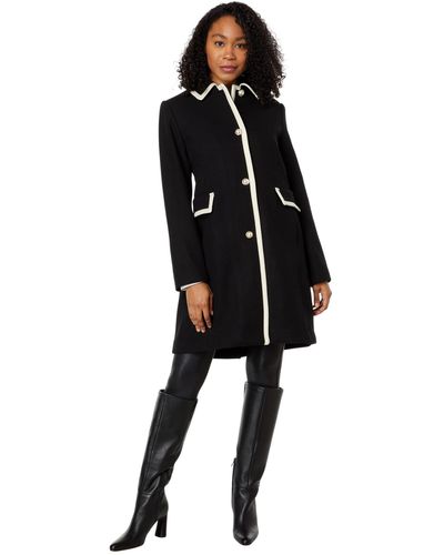Kate Spade Single-breasted Wool Coat With Color-block - Black