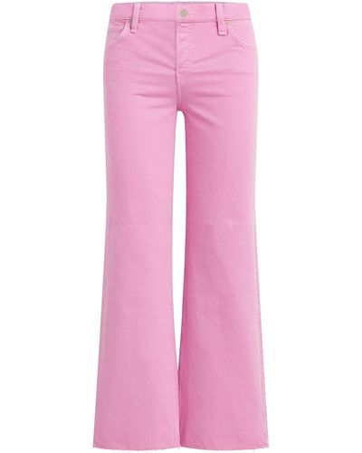 Hudson Jeans Rosie High-rise Wide Leg Ankle With Covered Button Fly In Fuchsia Pink Clean