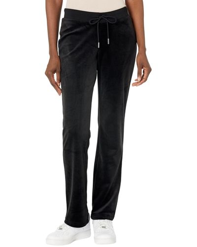 Juicy Couture Rib Waist Velour Pants With Drawcord - Black