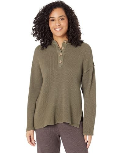 Dylan By True Grit Waffle High Country Henley - Green