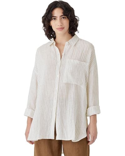 Eileen Fisher Classic Collar Long Shirt - White