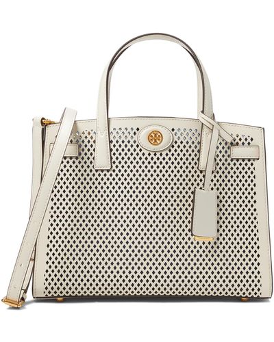 Tory Burch Robinson Perforated Small Satchel - White