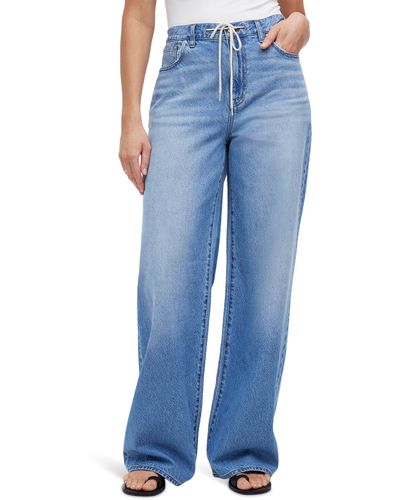 Madewell Superwide-leg Jeans In Hambley Wash: Drawstring Edition - Blue