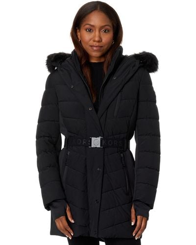 MICHAEL Michael Kors Belted Active Puffer A421168c - Black