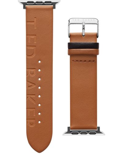 Ted Baker Ted Engraved Leather Black Keeper Smartwatch Band Compatible With Apple Watch Strap 42mm, 44mm - Multicolor