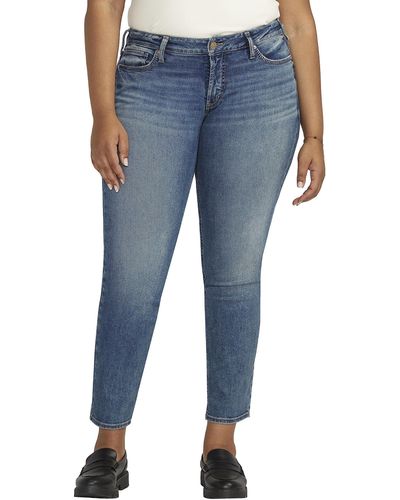 Silver Jeans Co. Plus Size Britt Low Rise Straight Leg Jeans W90410epx316 - Blue