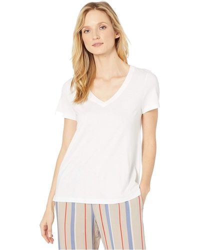 Hanro Sleep Lounge Short Sleeve V-neck Shirt - White