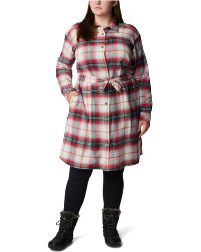 Columbia Plus Size Holly Hideaway Flannel Dress - Red