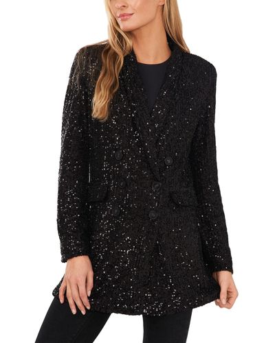 Cece Long Sleeve Double-breasted Blazer - Black