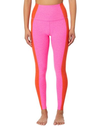 Beyond Yoga Spacedye Vitality Color-block High Waisted Midi Leggings - Pink