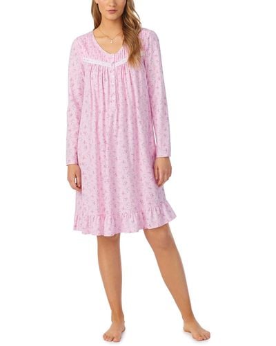 Eileen West Long Sleeve Short Gown - Pink
