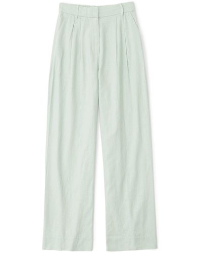 Abercrombie & Fitch Linen-blend Tailored Wide Leg Pants - Blue